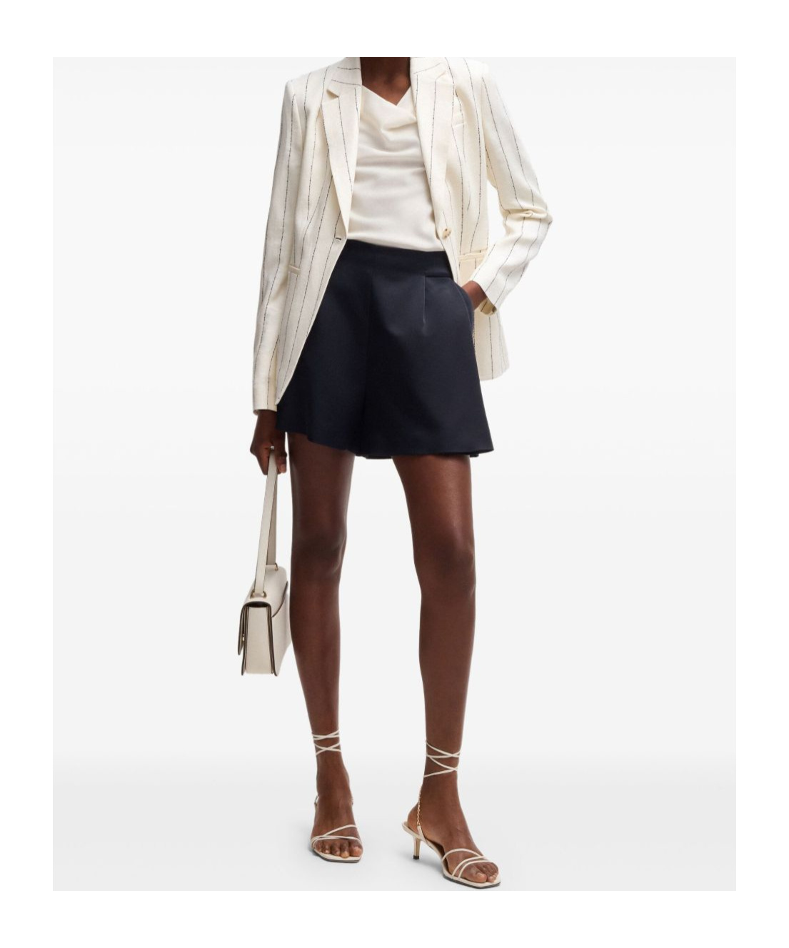 Shop Hugo Boss Striped Blazer In White