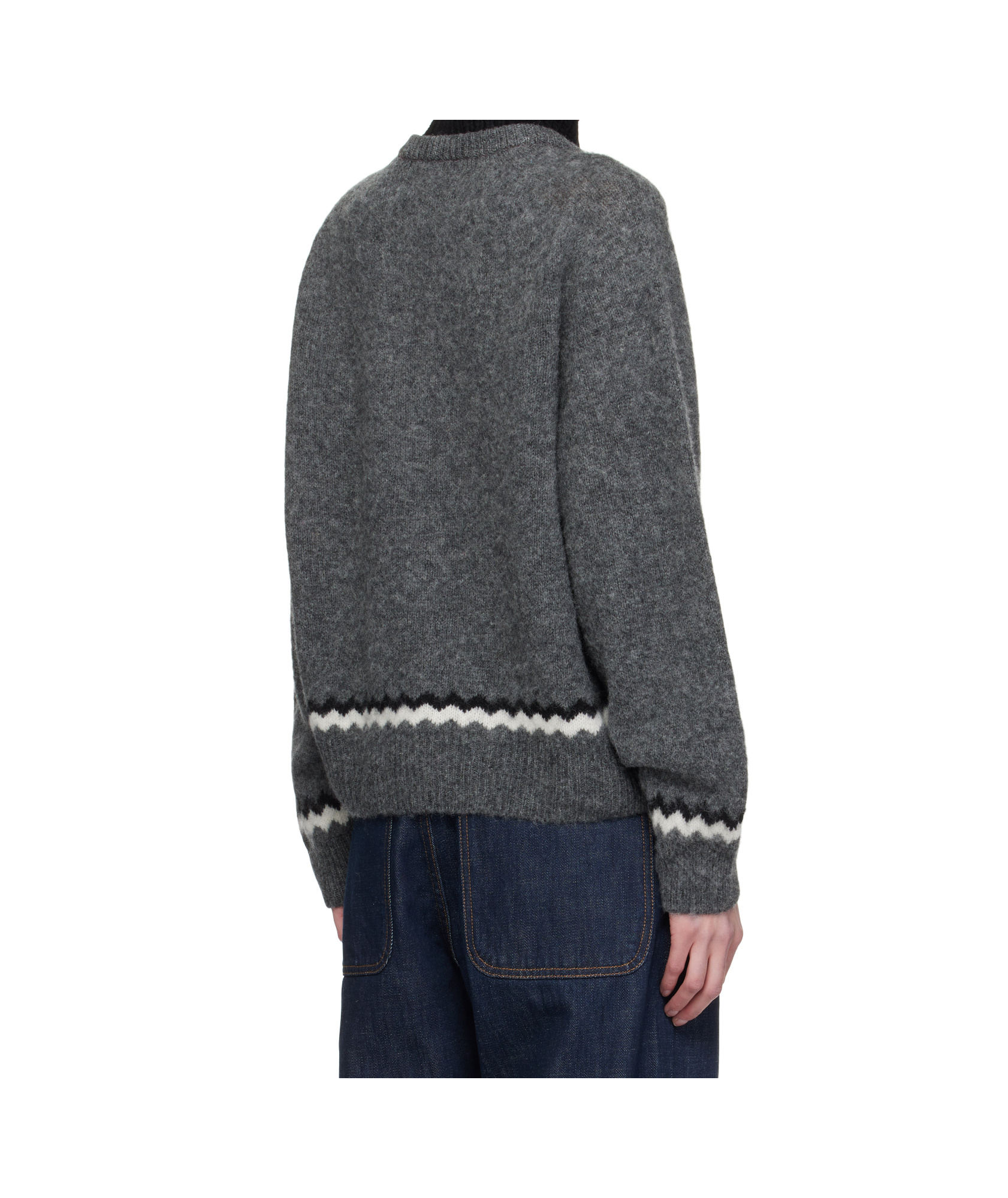 Shop Ymc You Must Create Gray Atomic Zig Zag Cardigan In Grey