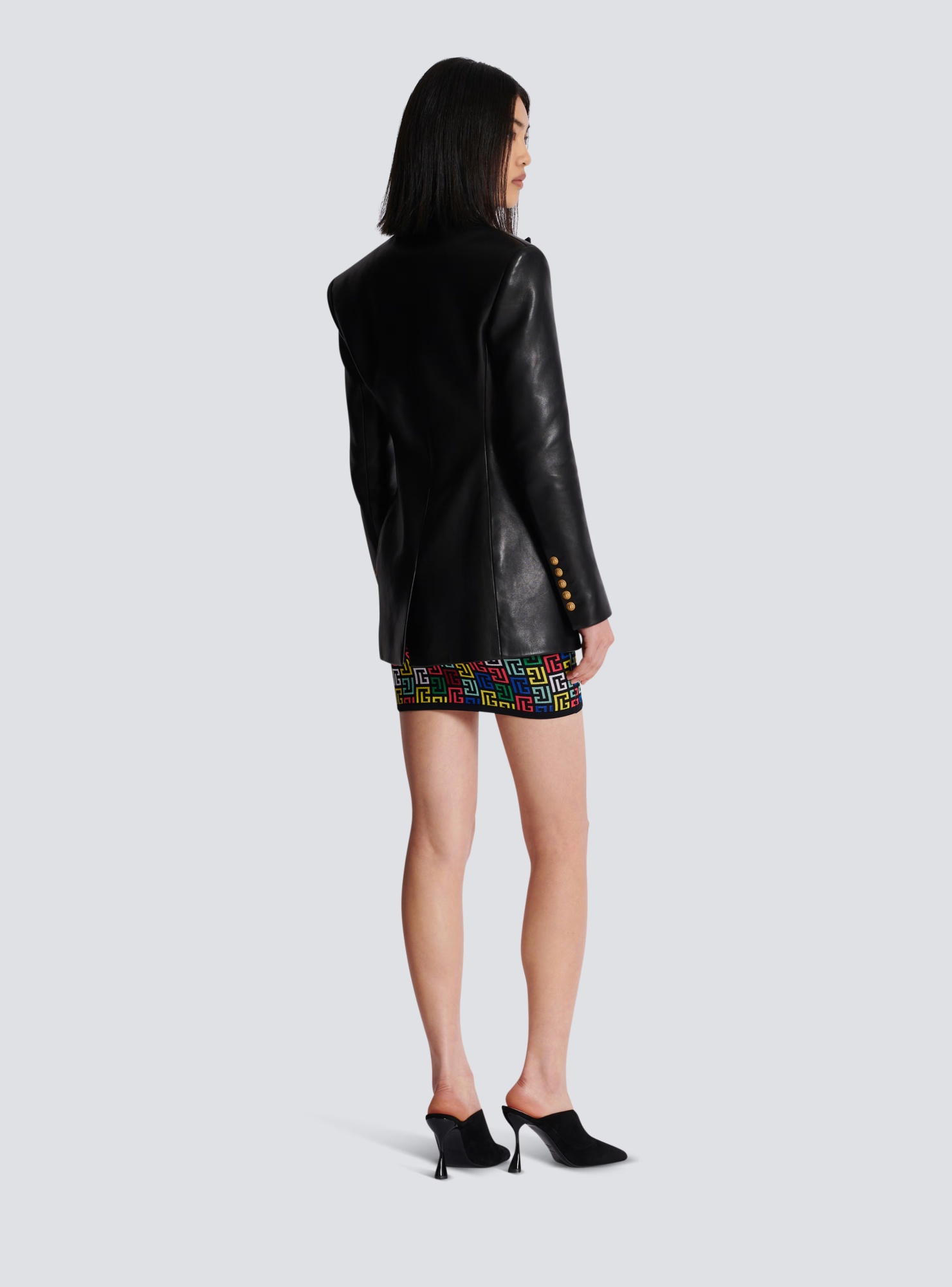 Balmain Two-button Lapel Leather Jacket In Black