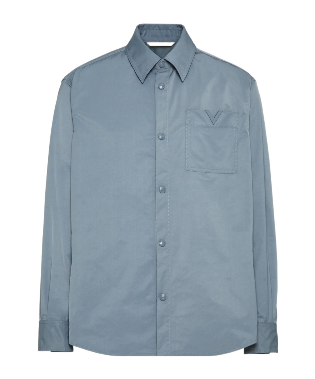Valentino Nylon Shirt Jacket With Rubberised V Detail In Gray