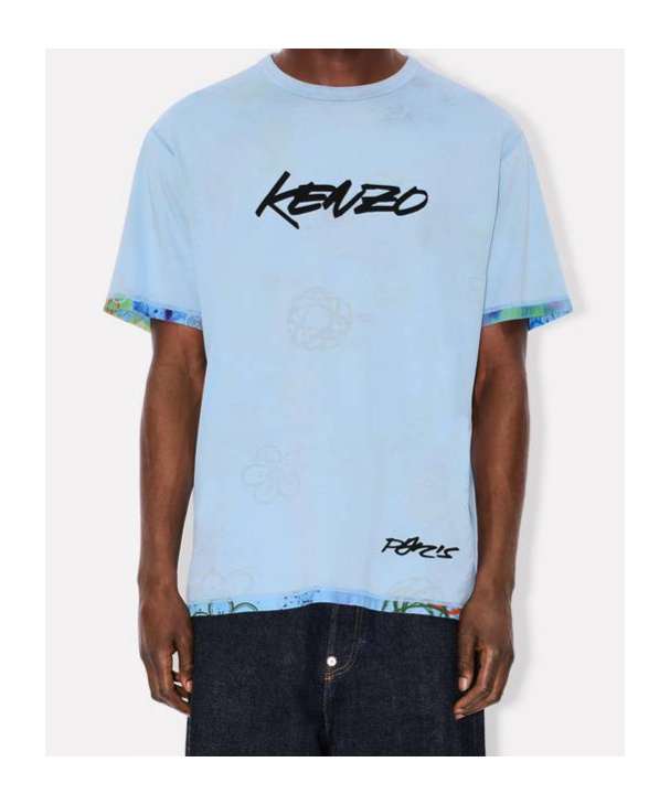 Kenzo Logo Printed Reversible Crewneck T-shirt In Blue