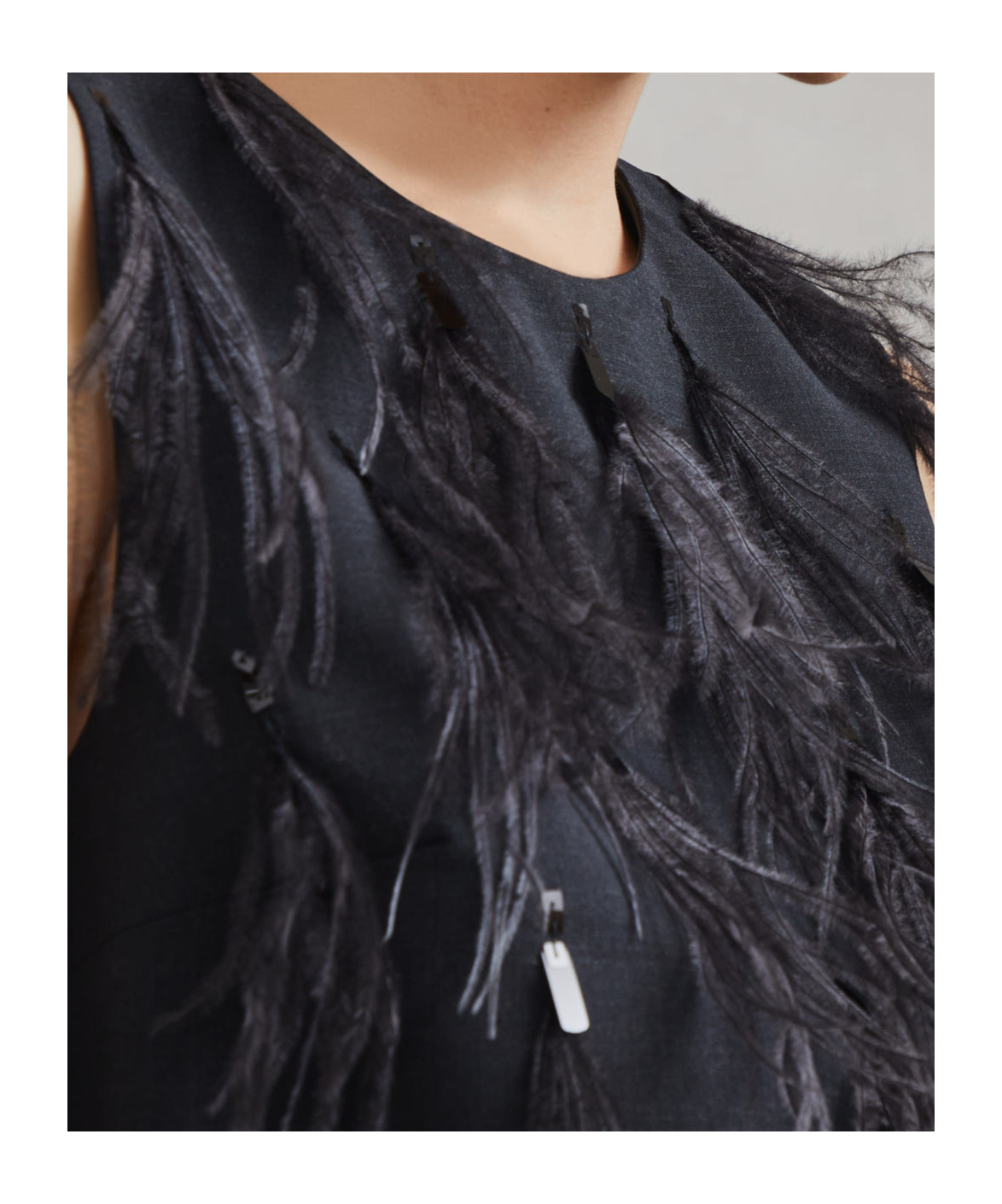 Brunello Cucinelli Feather-detailing Sleeveless Top In Black
