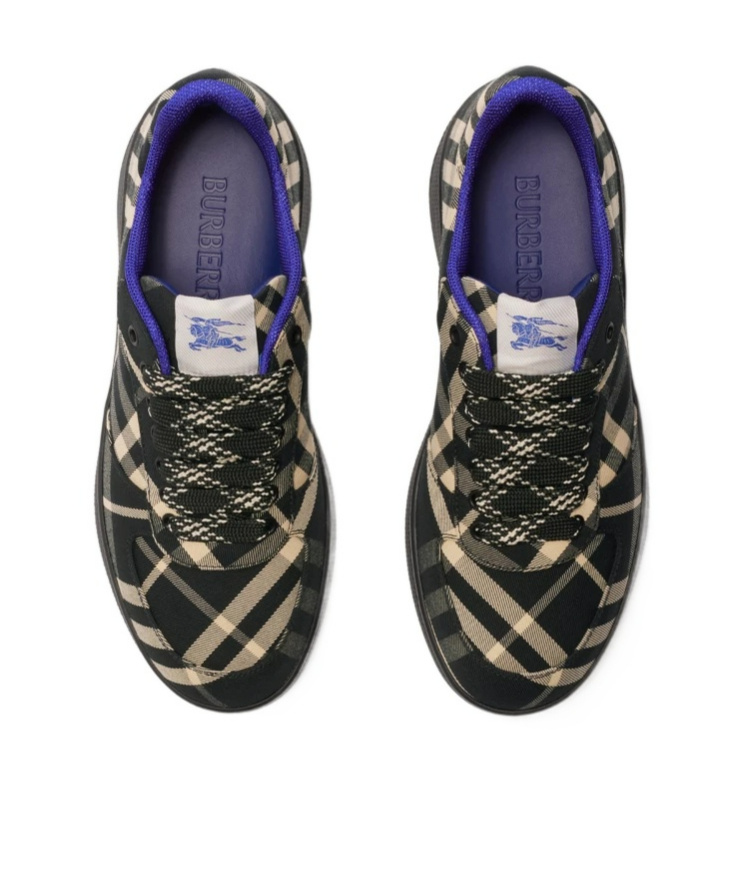 Burberry Checked Terrace Lace-up Sneakers In Black
