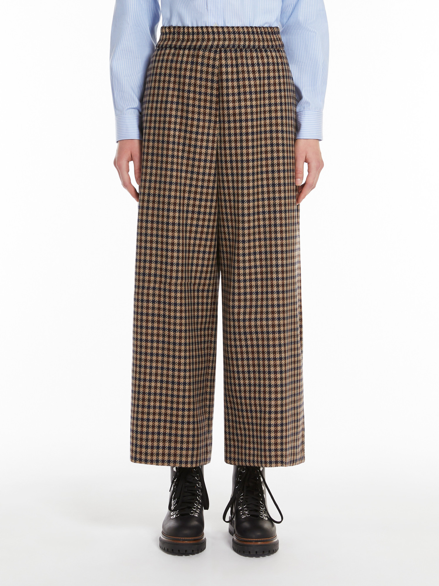 Weekend Max Mara Wool Blend Ebe Wide-leg Pant With Embroidery In Brown