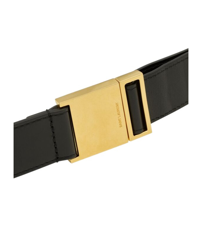 Saint Laurent Bright Magnetic Belt In Black