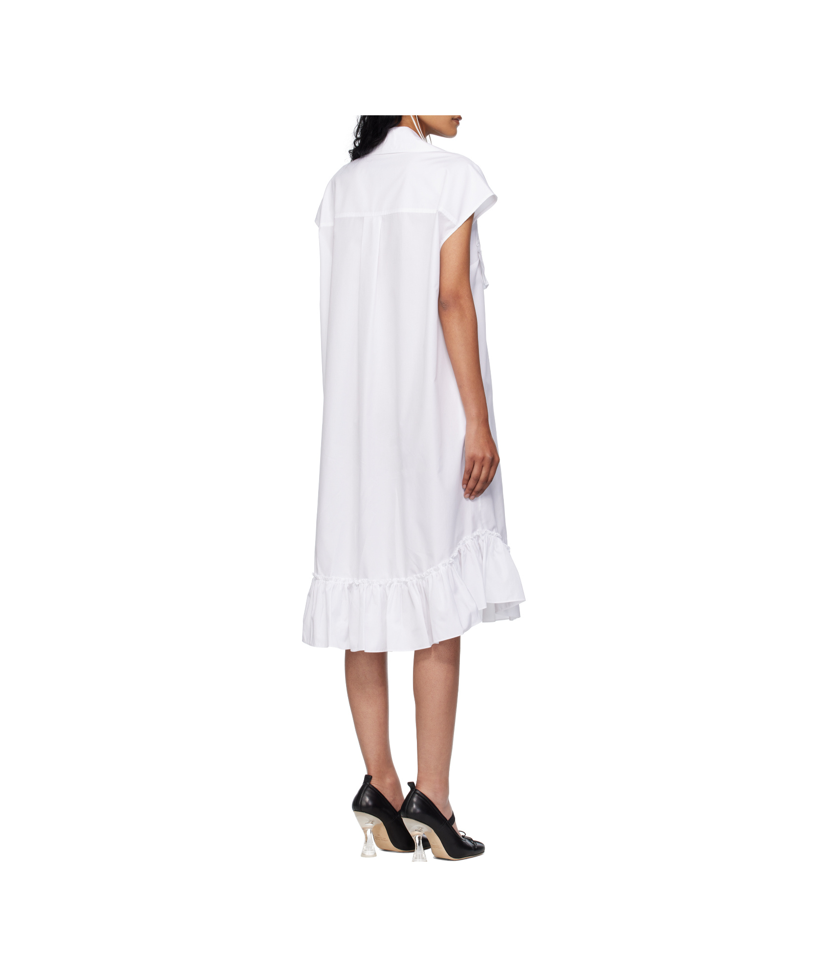 Simone Rocha Ruffle Bust Cap-sleeve Cotton Shirtdress In White