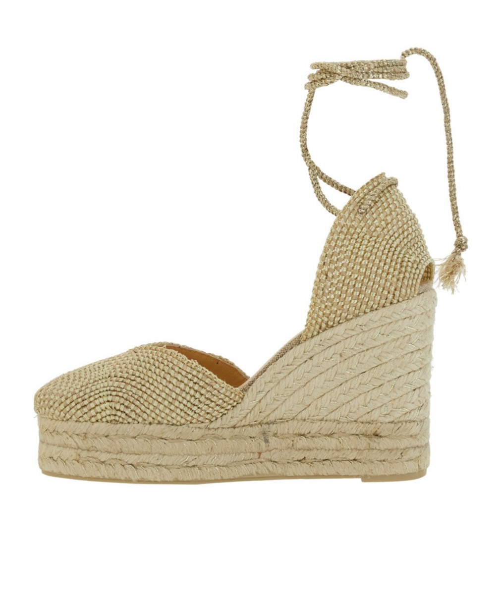 Castaã±er 'cora' Beige Wedges With Lace-up Closure In Nude
