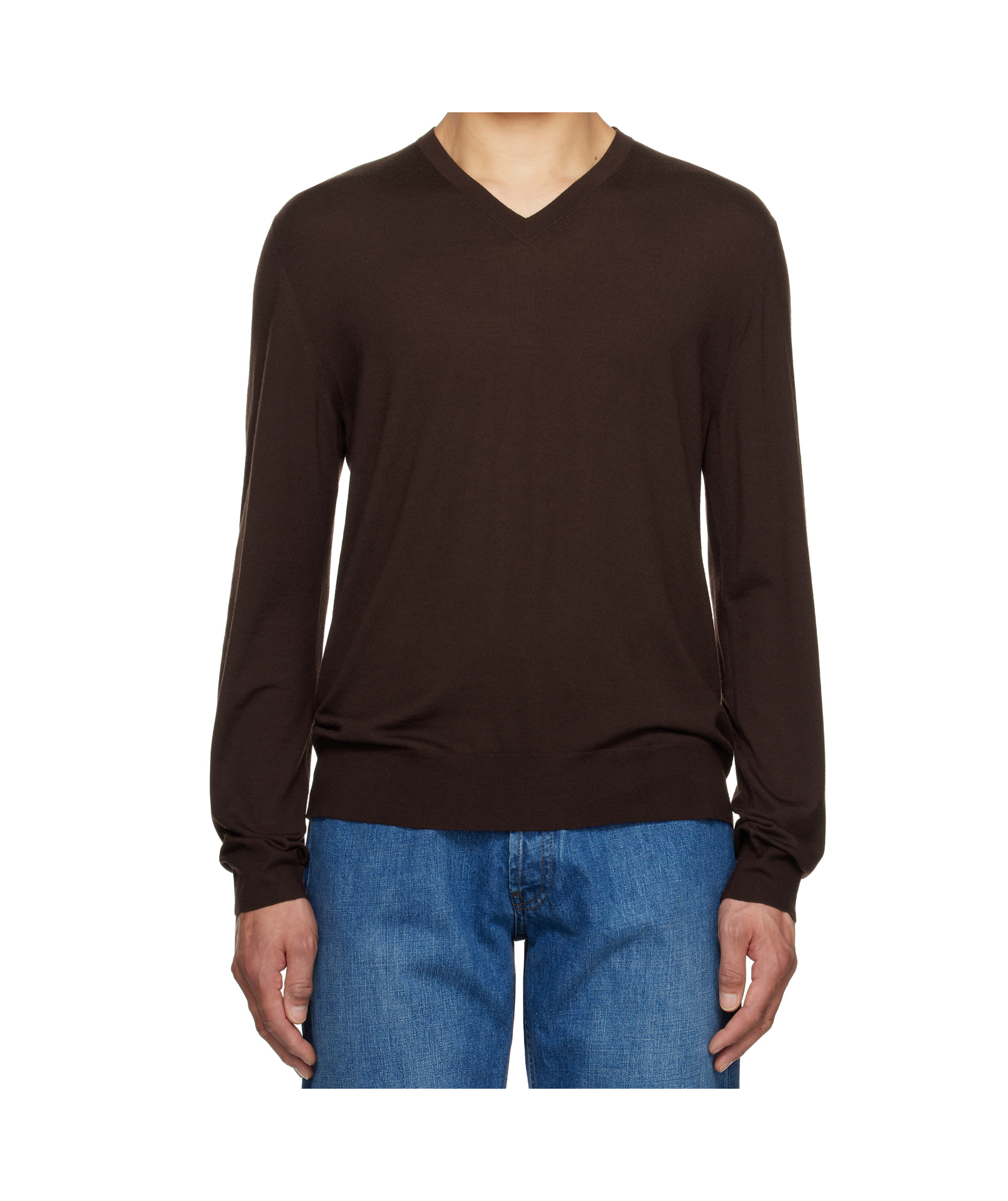 The Row Sweater V-neckline Long Sleeves In Black