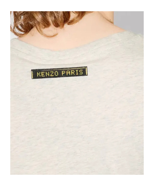 Kenzo Elephant-print Cotton Top In Gray