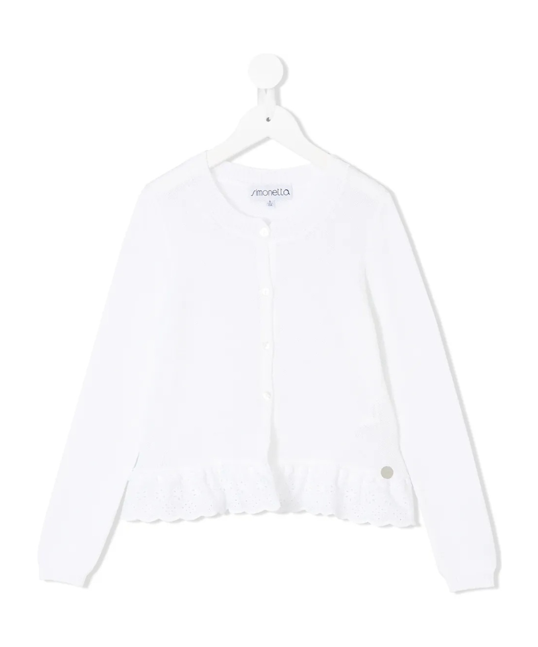 Simonetta Ruffled Buttoned Cardigan In White