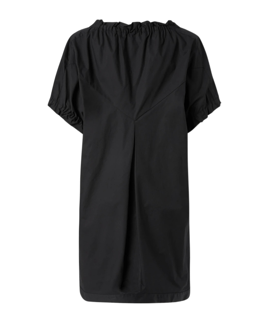 Pinko Poplin Mini Dress With Gathering And Eyelets In Black
