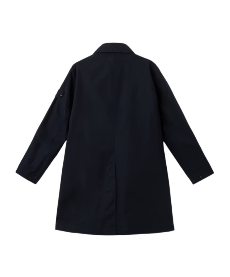 Stone Island Trench Coat With Natural Weather Barrier In Blue