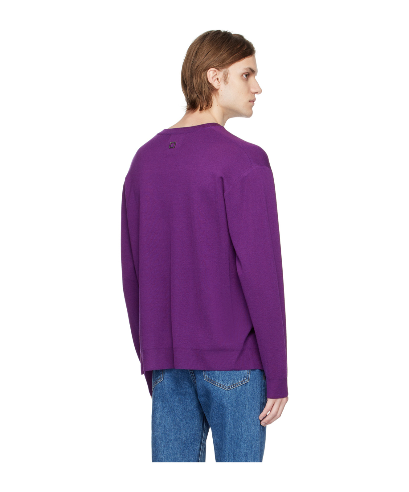 Shop Wooyoungmi V-neck Long-sleeved Sweater In Purple