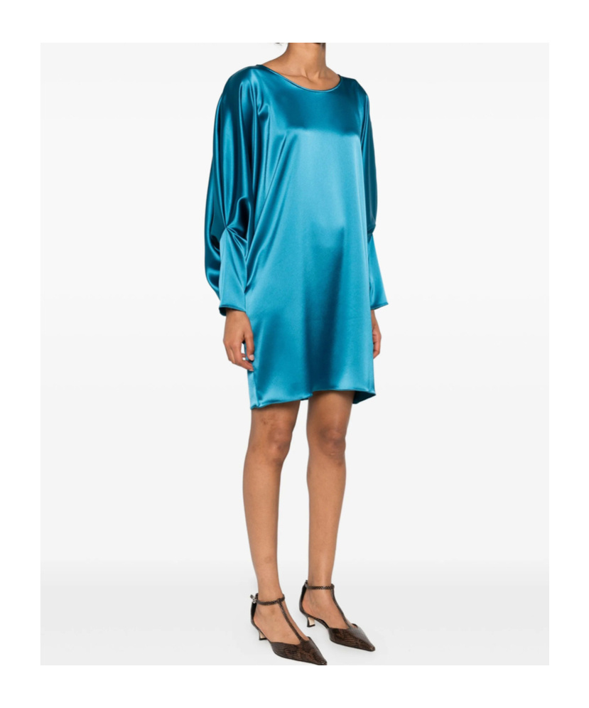 Gianluca Capannolo Crew-neck Puff-sleeve Mini Dress In Blue