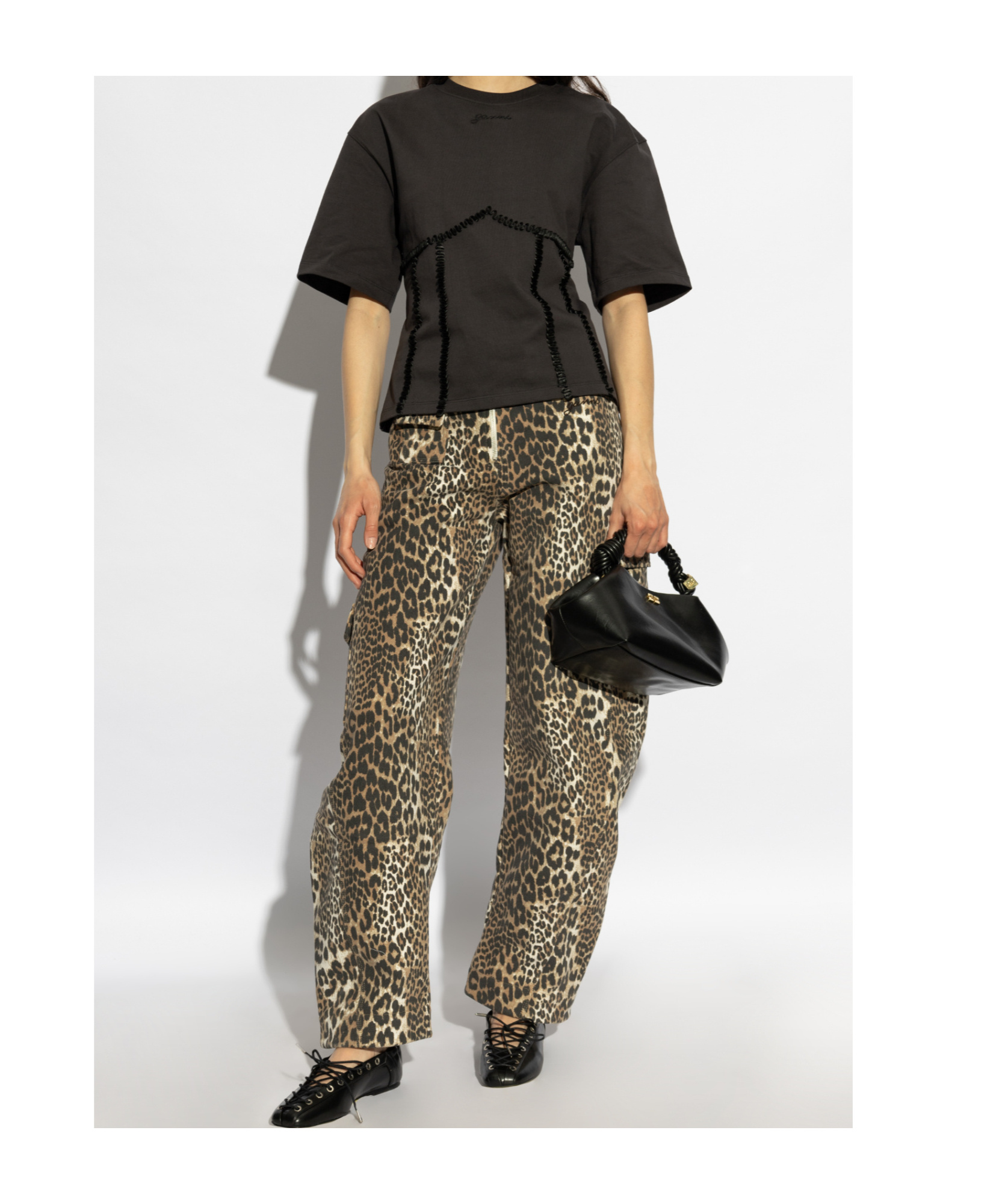 Ganni Cotton Pants In Brown