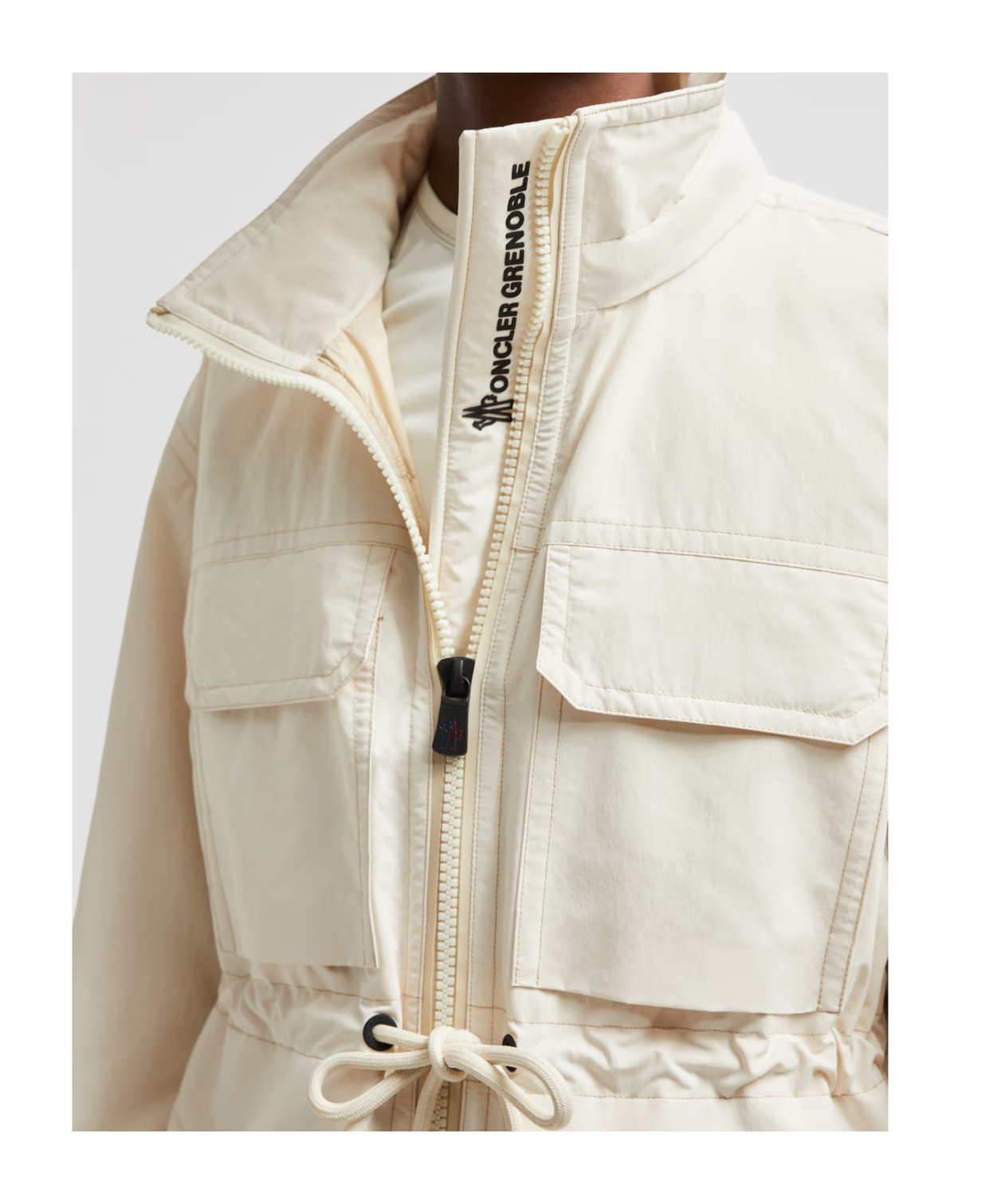 Moncler Nimba Hooded Field Down Jacket White In Nude