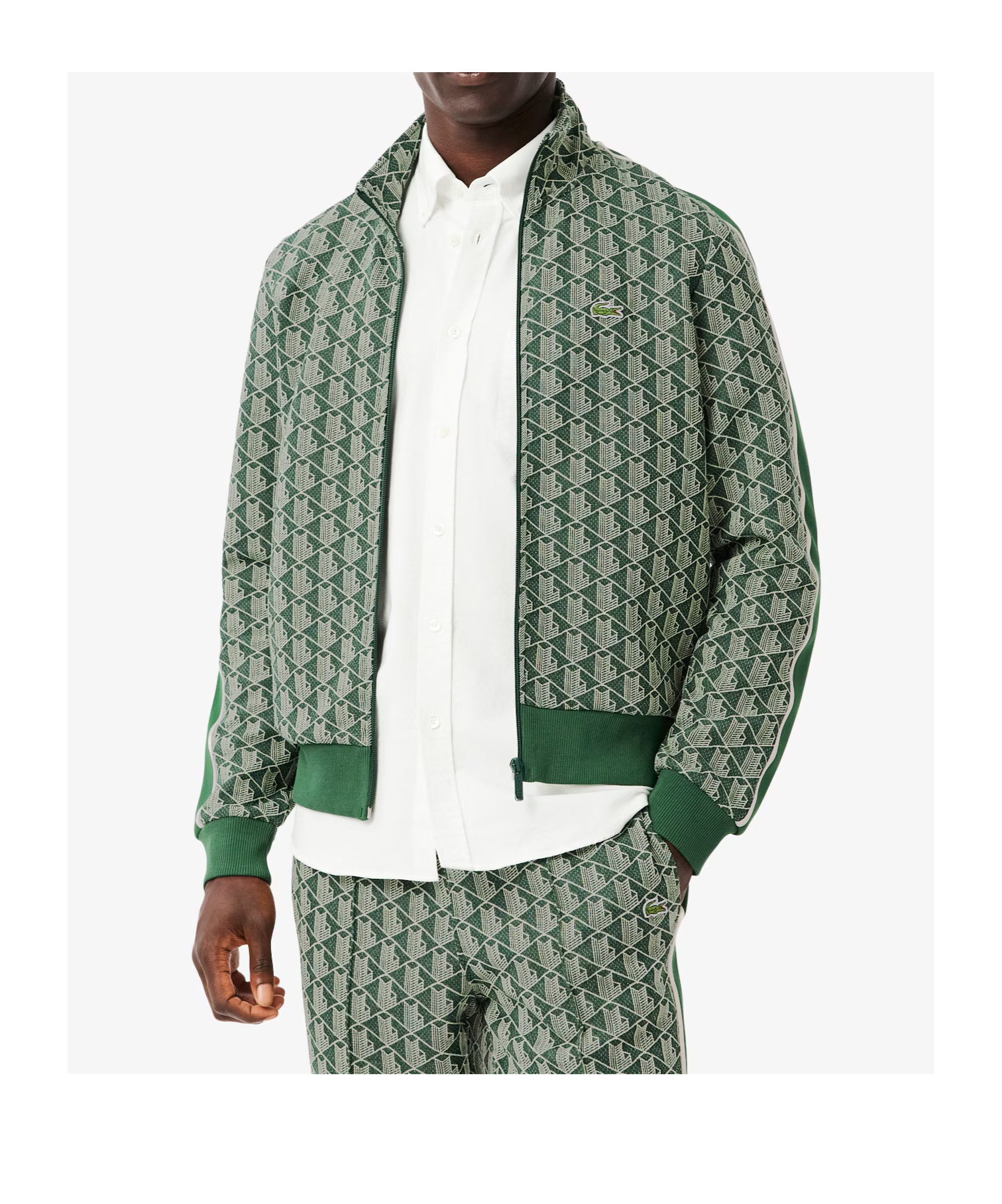 Lacoste Paris Jacquard Zip-up Track Jacket In Green