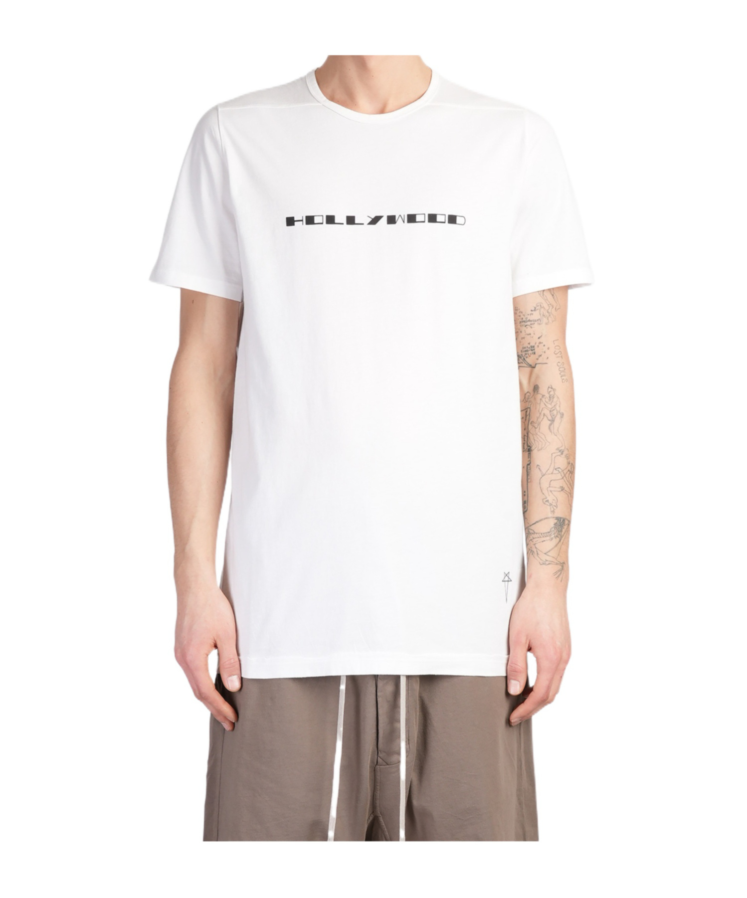 Rick Owens Drkshdw Level T-shirt With Crew Neck And Graphic Print In White