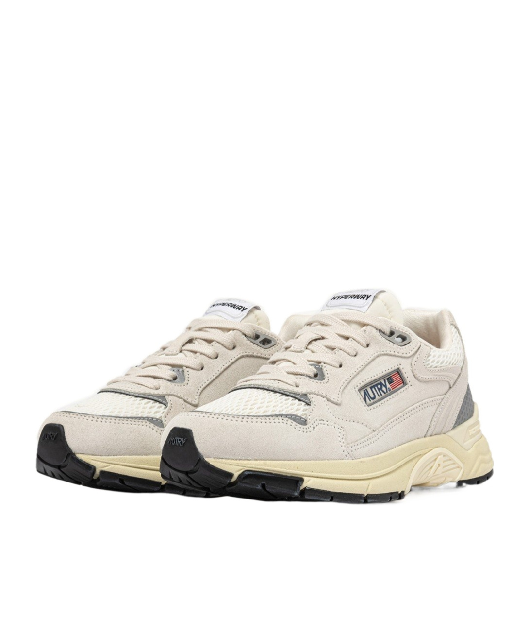 Autry 'hyperway' White Low Top Sneakers With Logo Patch On Side And Tongue