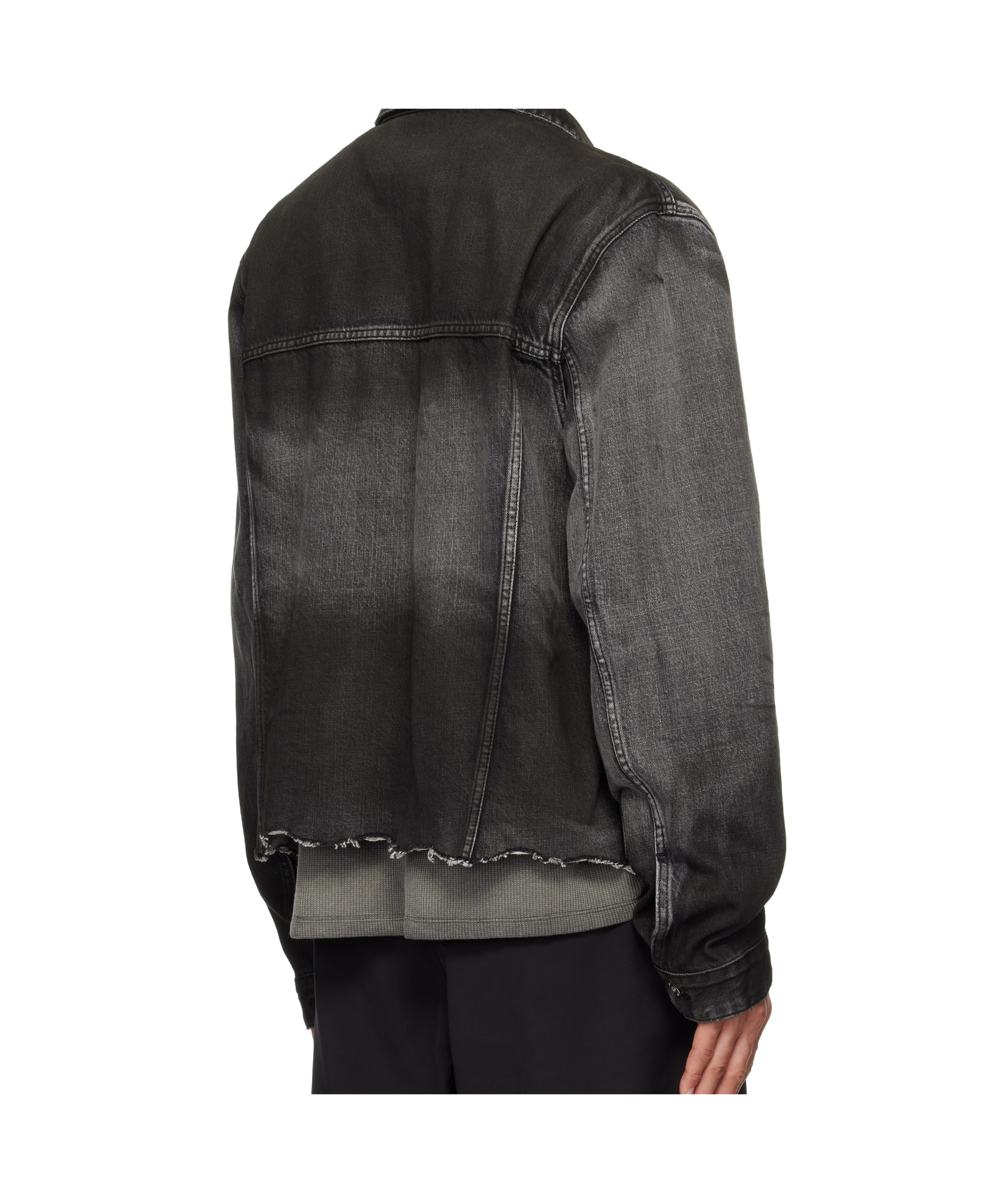 We11 Done Sprayed Sporty Selldone Denim Jacket In Black