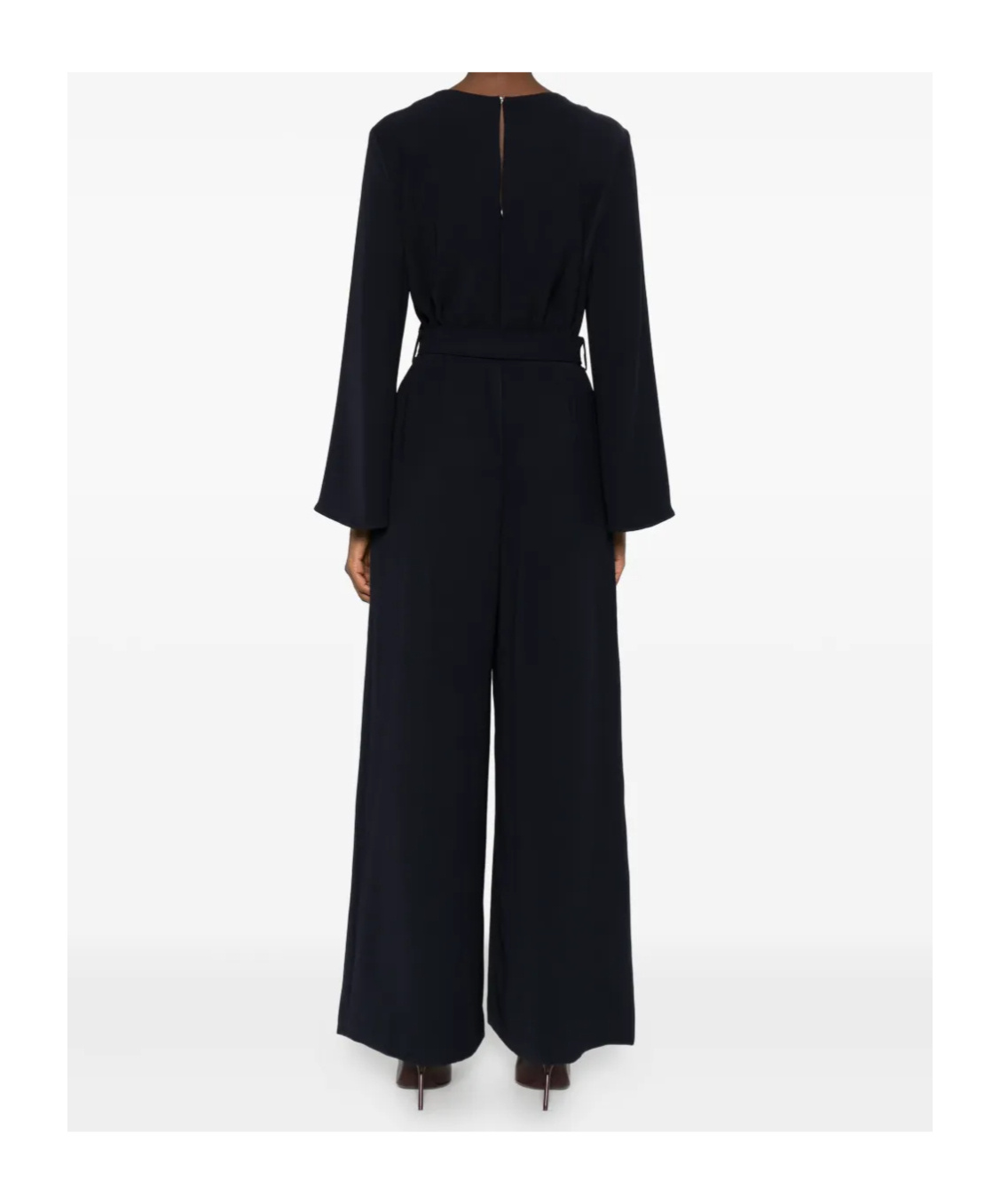 P.a.r.o.s.h Belted Bell-sleeve Jumpsuit In Black