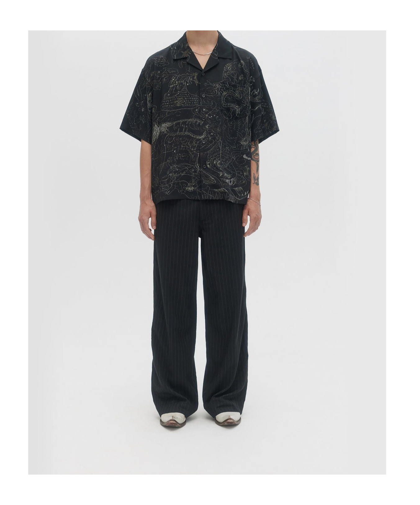 Domrebel Short-sleeved Lapel Shirt In Black