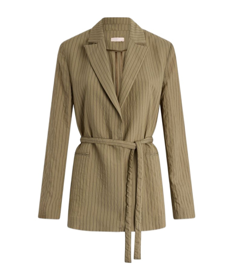 Shop Liu •jo Belted Blazer In Brown