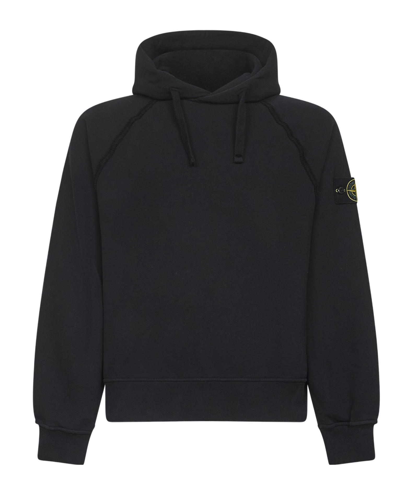Stone Island Organic Cotton Fleece Hoodie In Black