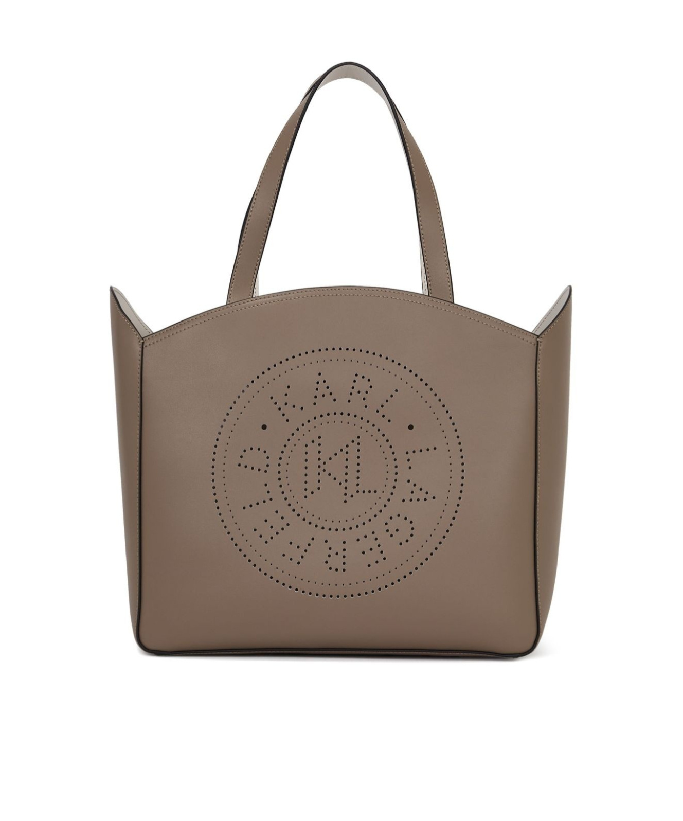 Karl Lagerfeld Large K/circle Perforated-design Tote Bag In Brown
