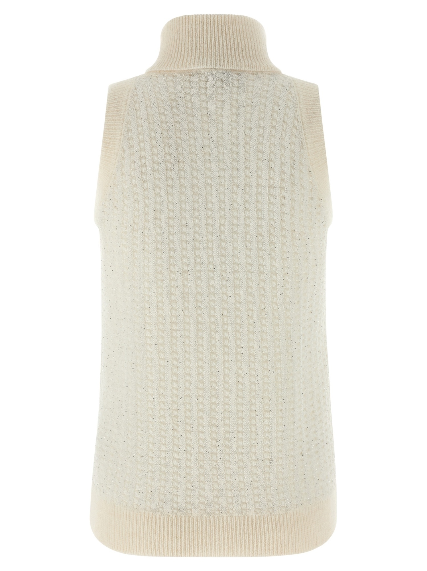 Peserico Turtleneck Sleeveless Knitted Vest In White