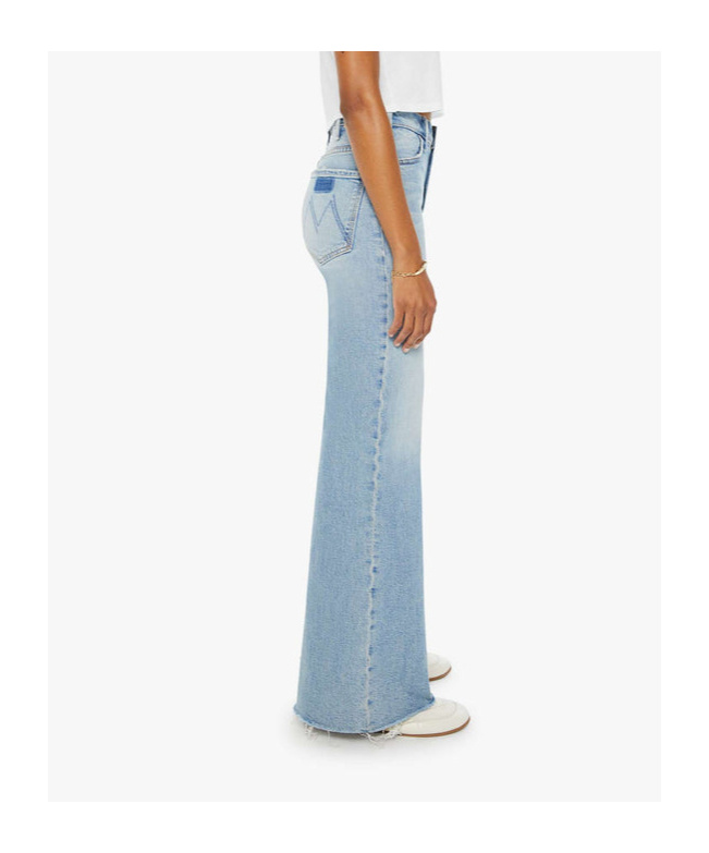 Mother The Hustler Roller Fray Mid-rise Wide-leg Jeans In Blue