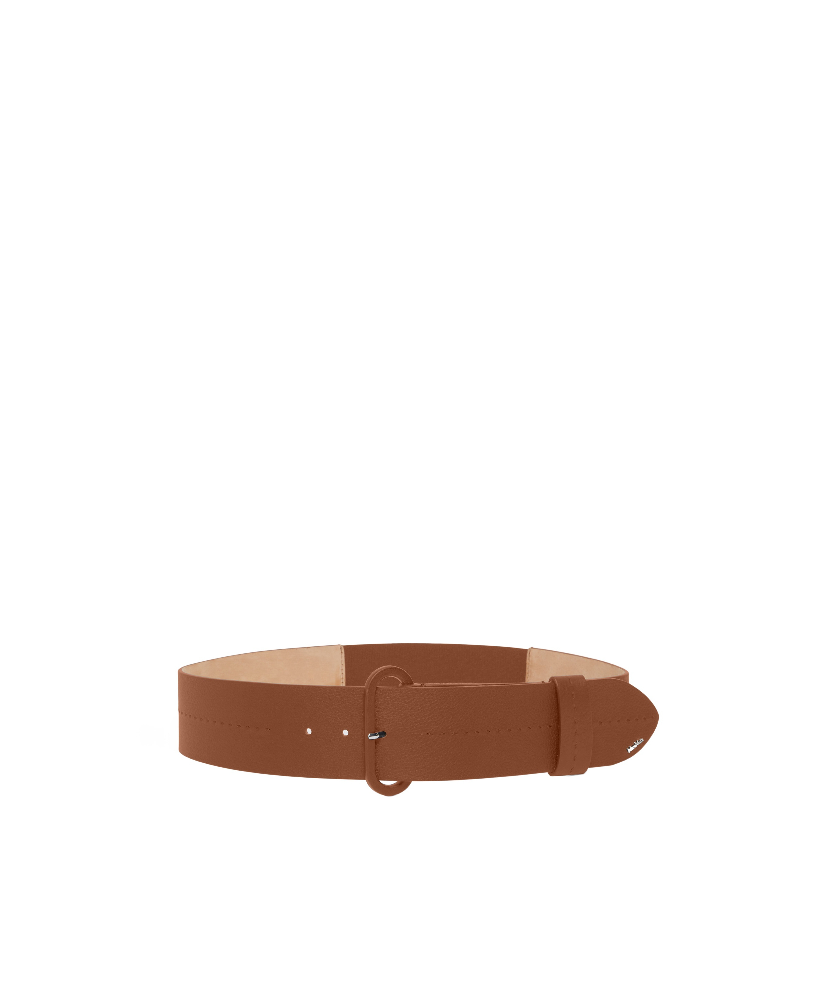 Max Mara Semi-glossy Leather Belt In Brown