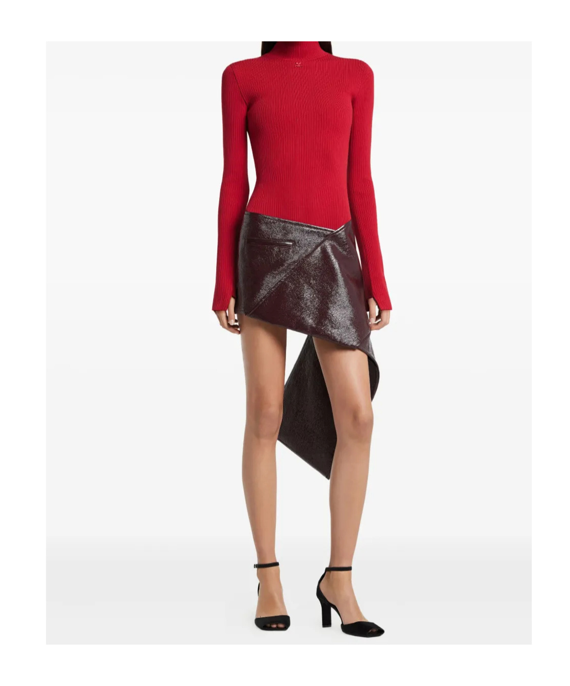 Courrèges Courreges Women Stand-up Collar Bodysuit In Red