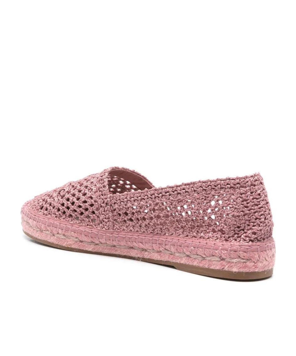 Chloé Antiqued Pink Crochet Isla Espadrilles In Pink