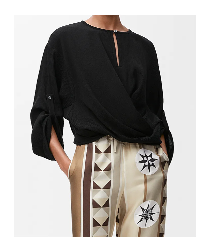 Loewe Blouse In Cotton And Silk In Black