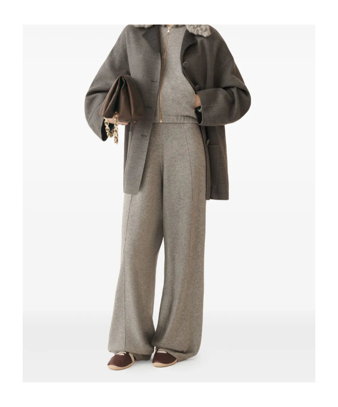 Fabiana Filippi Wide-leg Grey Pants With Relaxed Silhouette And Soft Texture In Gray