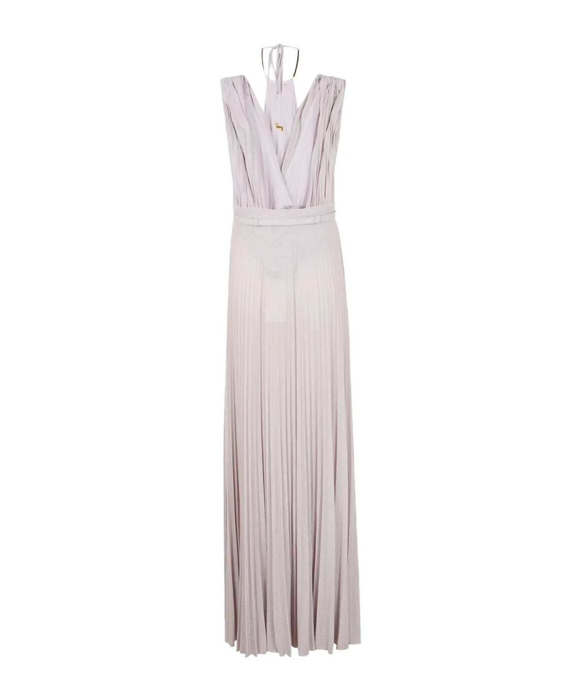 Elisabetta Franchi Belted Lurex Maxi Dress In Gray
