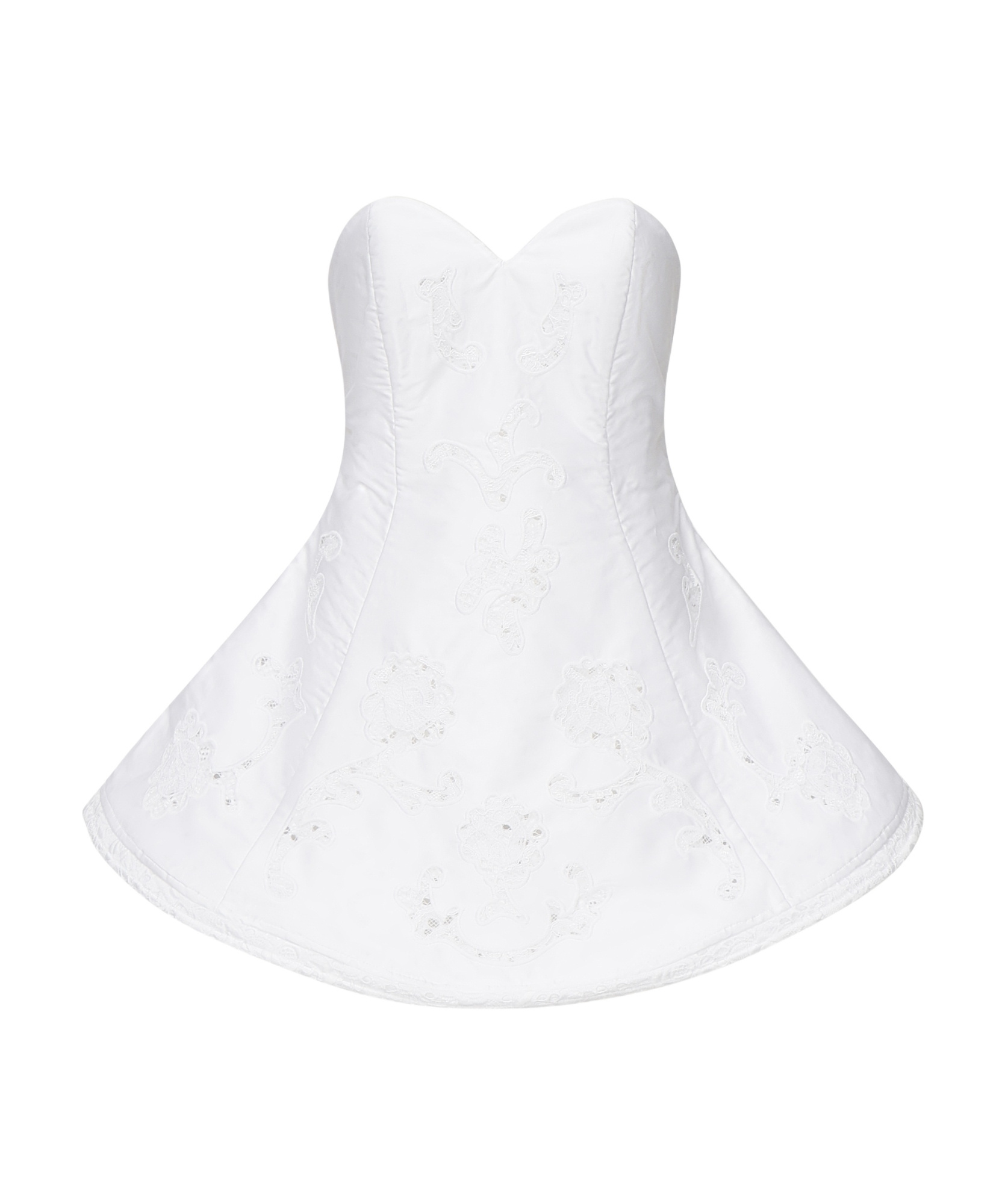 Magda Butrym Lace Poplin Strapless Babydoll Mini Dress In White In White