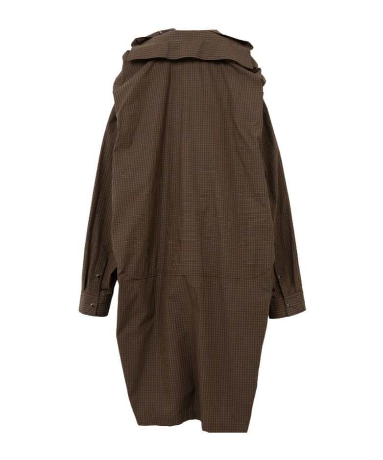 Miharayasuhiro Brown Sleeve Layered Check Shirt Midi Dress In Brown