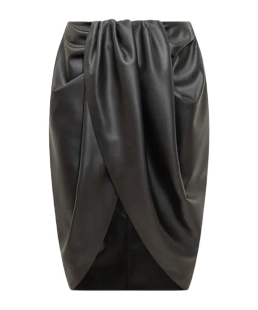 Stella Mccartney Draped Gathered Detail Midi Skirt In Gray