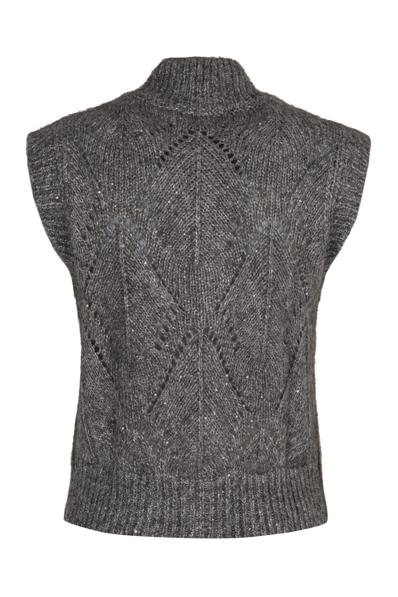 Peserico Sweater Vest With Zipper In Alpaca Blend In Black
