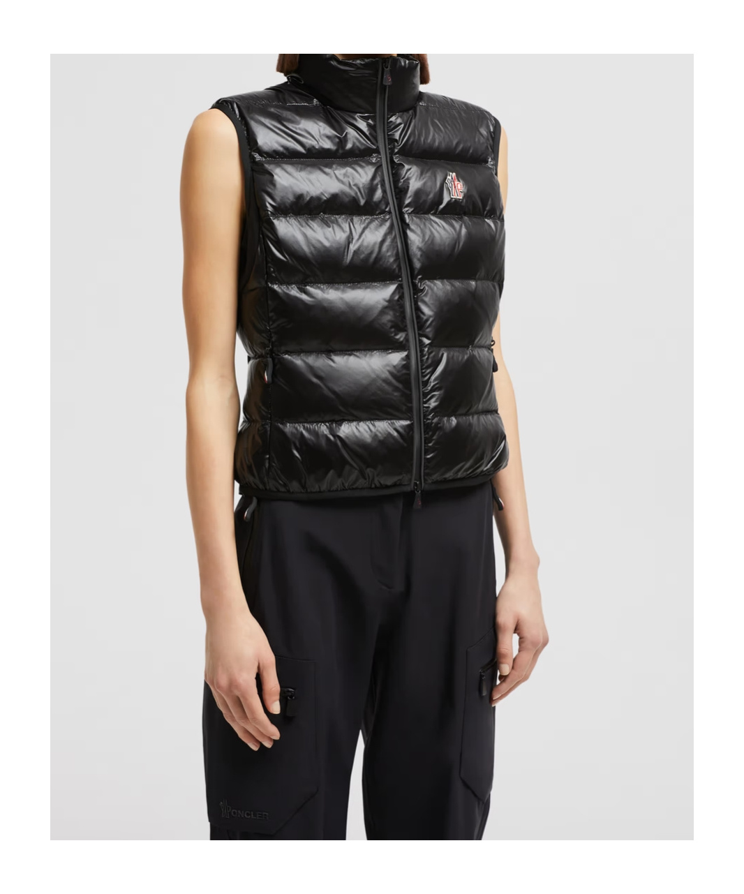 Moncler Gilet Zippé Matelassé En Jersey In Black