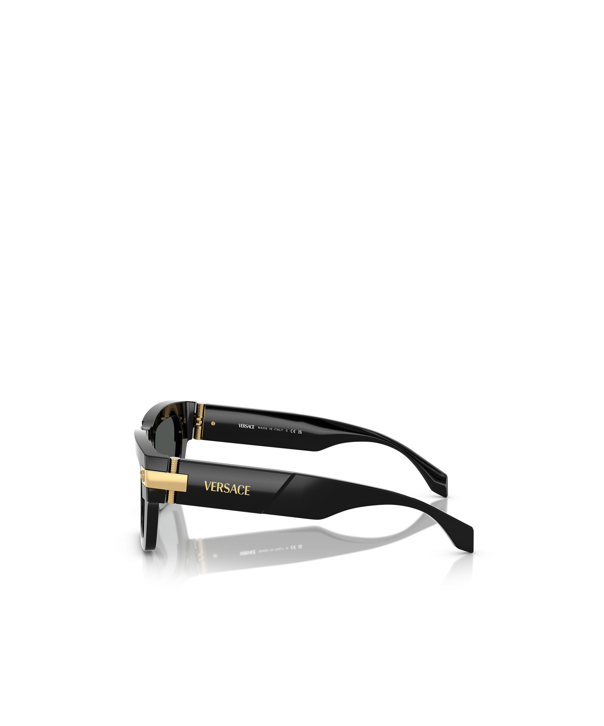 Versace 55mm Plaque Rectangular Sunglasses In Black