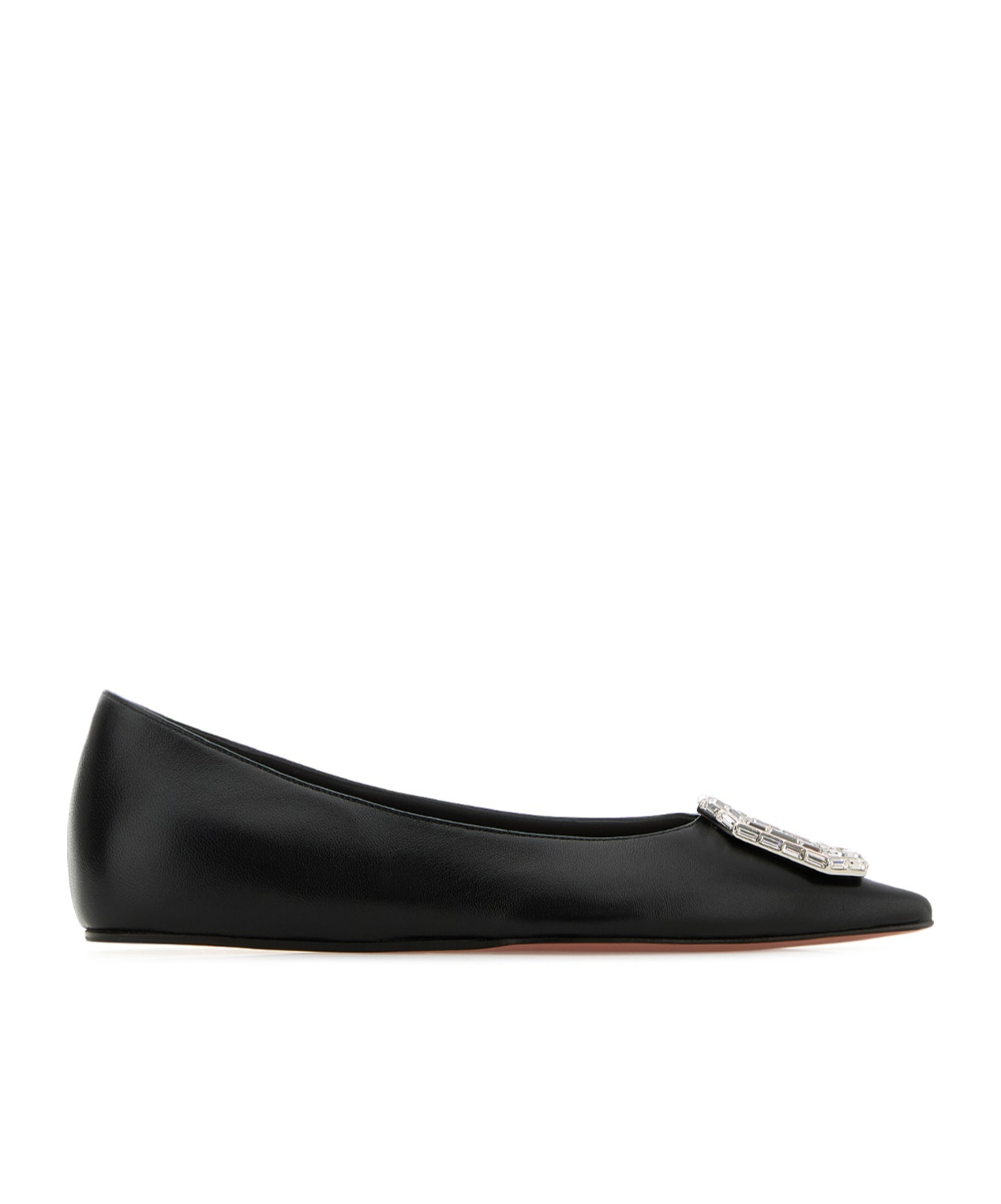 Amina Muaddi Crystal Embellished Leather Ballet Flats In Black