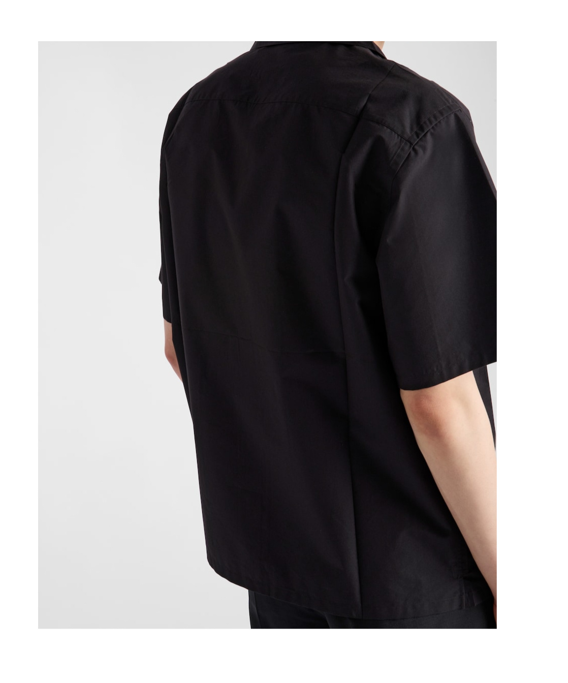 Prada Technical Cotton Short-sleeved Shirt In Black