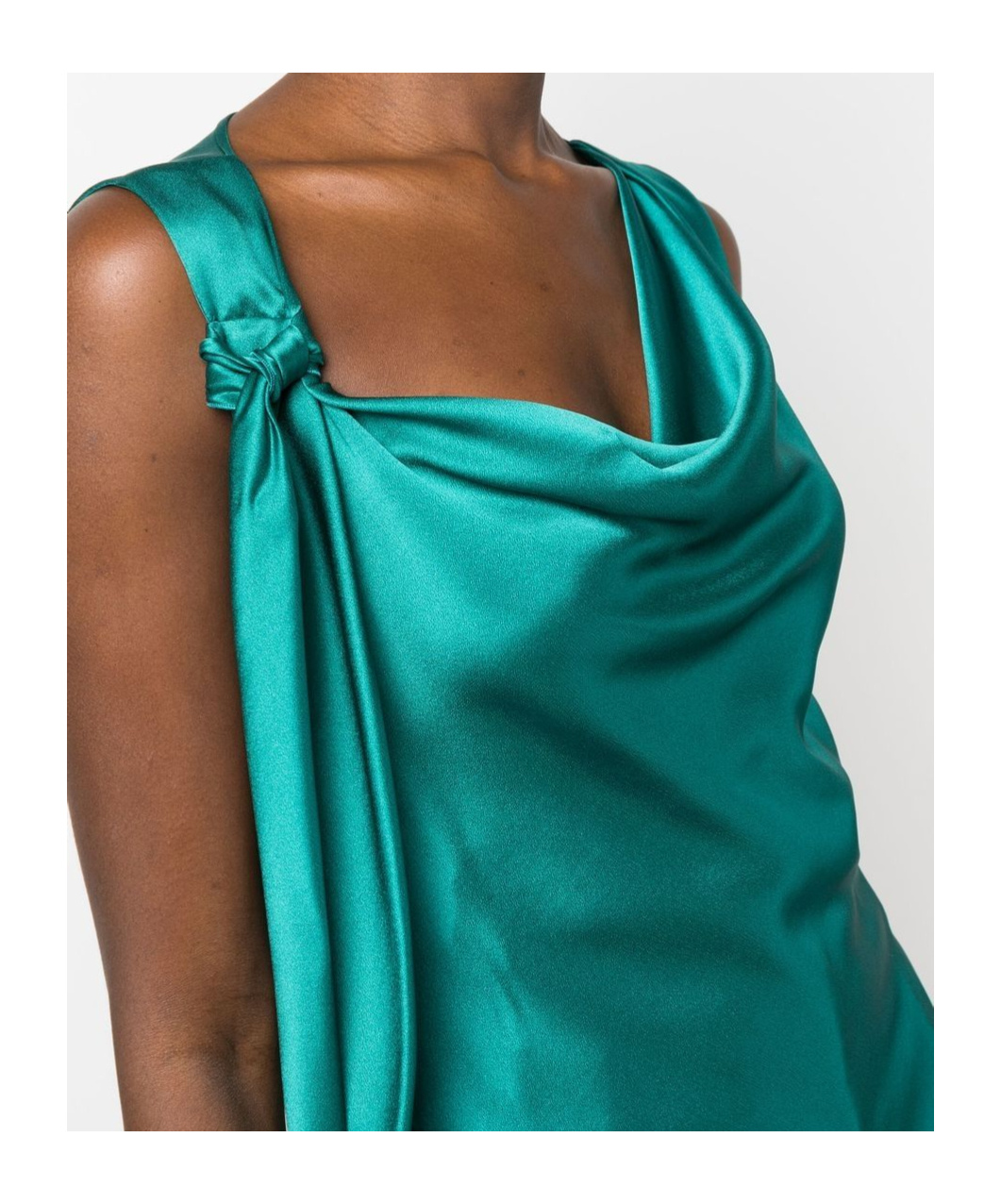 Alberta Ferretti Sleeveless Knot Detail Top In Green Silk In Green