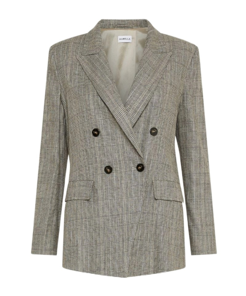 Marella Flowing Double-breasted Blazer In Gray