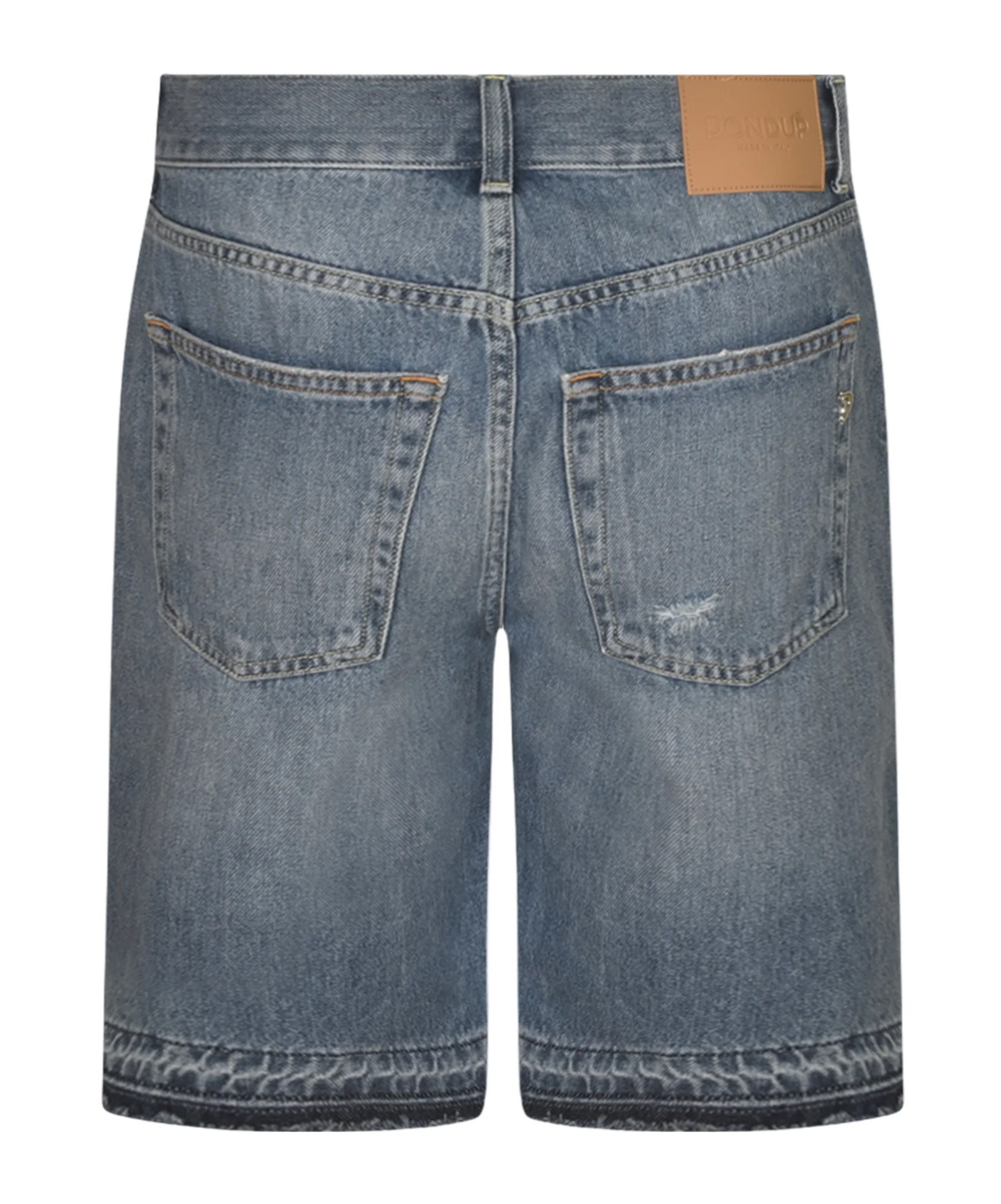 Dondup Logo Patch Denim Shorts In Blue