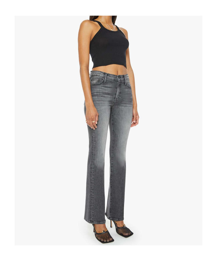 Mother The Maven Heel Super High Waist Wide Leg Jeans In Black