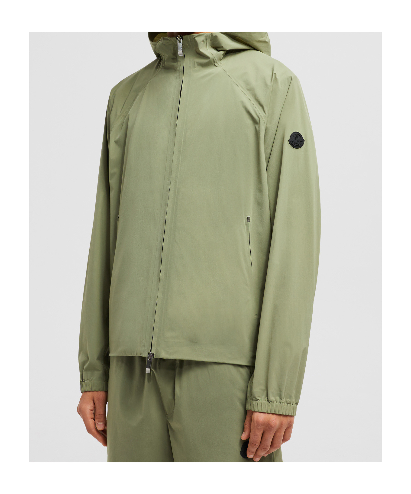 Moncler Relaxed Fit Jacket Elastic Cuffs In Sage Green